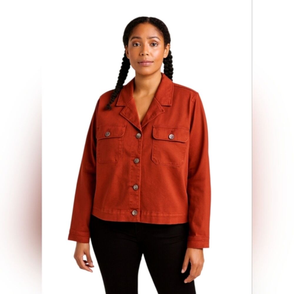 NWT Sanctuary Rust Cotton Stretch Jacket Button-Up Shacket Size M